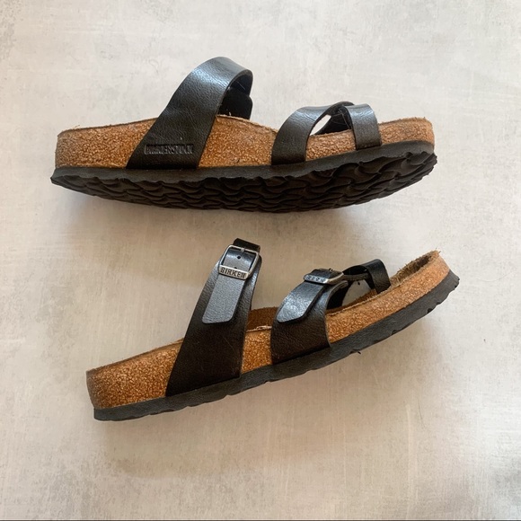 Birkenstock Shoes - Mayari Birko-Flor Sandals in Metallic Black